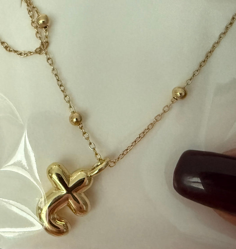 Gold Plated Bubble Initial Necklace