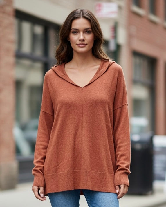Rust Lightweight Butter Soft Long Sleeve Hoodie Sweater Top