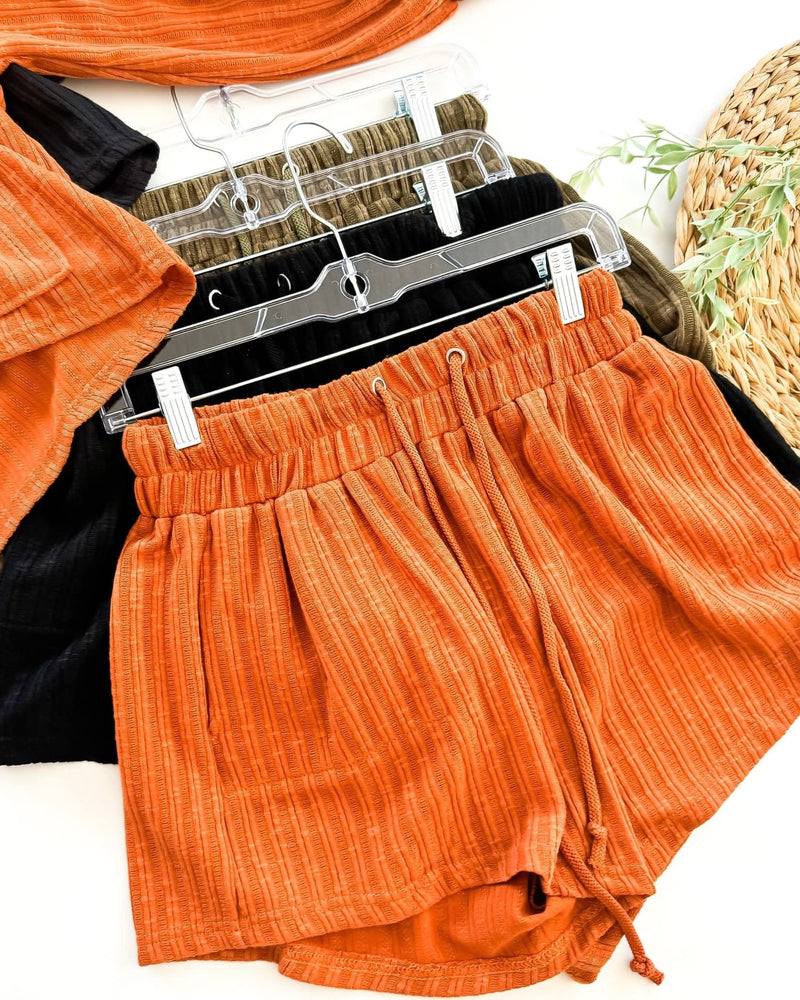 2 pc Pumpkin Rust or Black Short & Long Sleeve Button Shirt Set