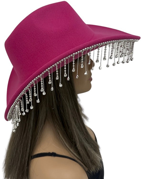 Black or Pink Felt Rhinestone Hats