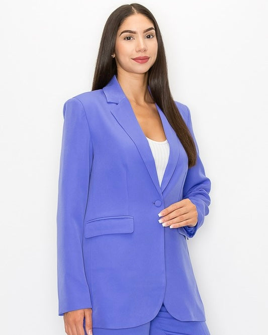 Purple Peri Lined Suit Blazer Jacket w/Front Flap Pockets