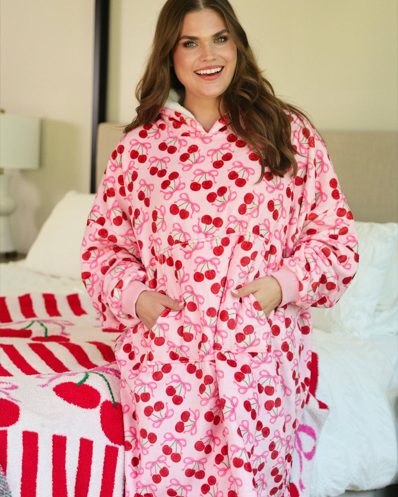 Cozy Blanket Hoodie - Cherry Bomb or Leopard