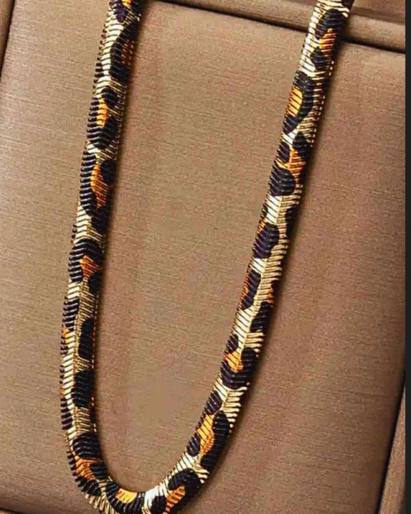 Leopard Gold Animal Print Short Necklace