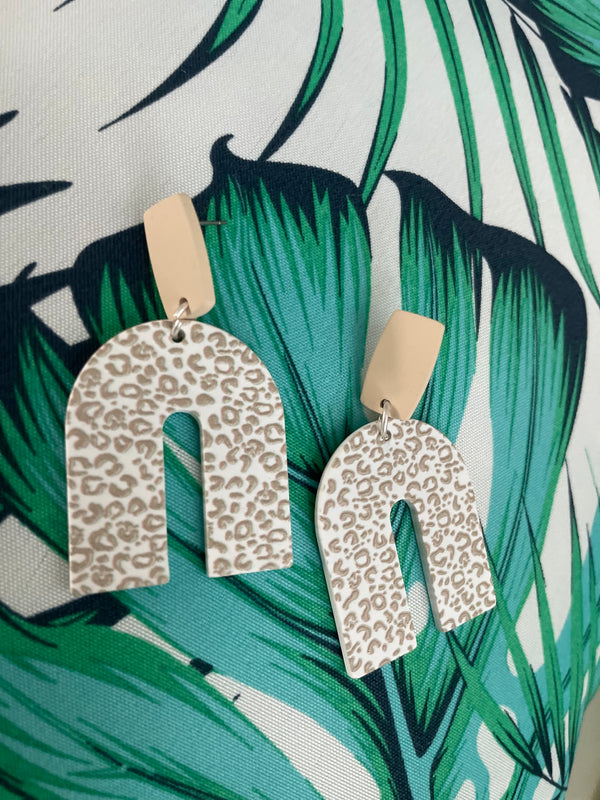 U Shape Animal Print Drop Stud Earrings