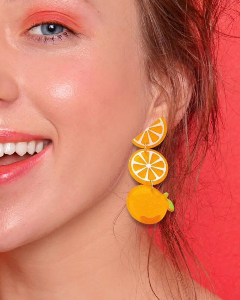 Orange Slice Acrylic Dangle Earrings