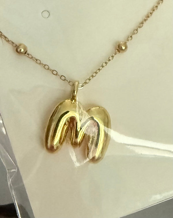 Gold Plated Bubble Initial Necklace