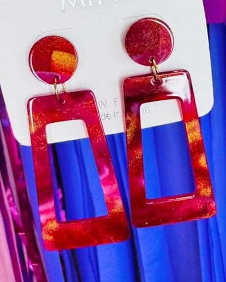 Acrylic Dangle Rectangle Shape Earrings