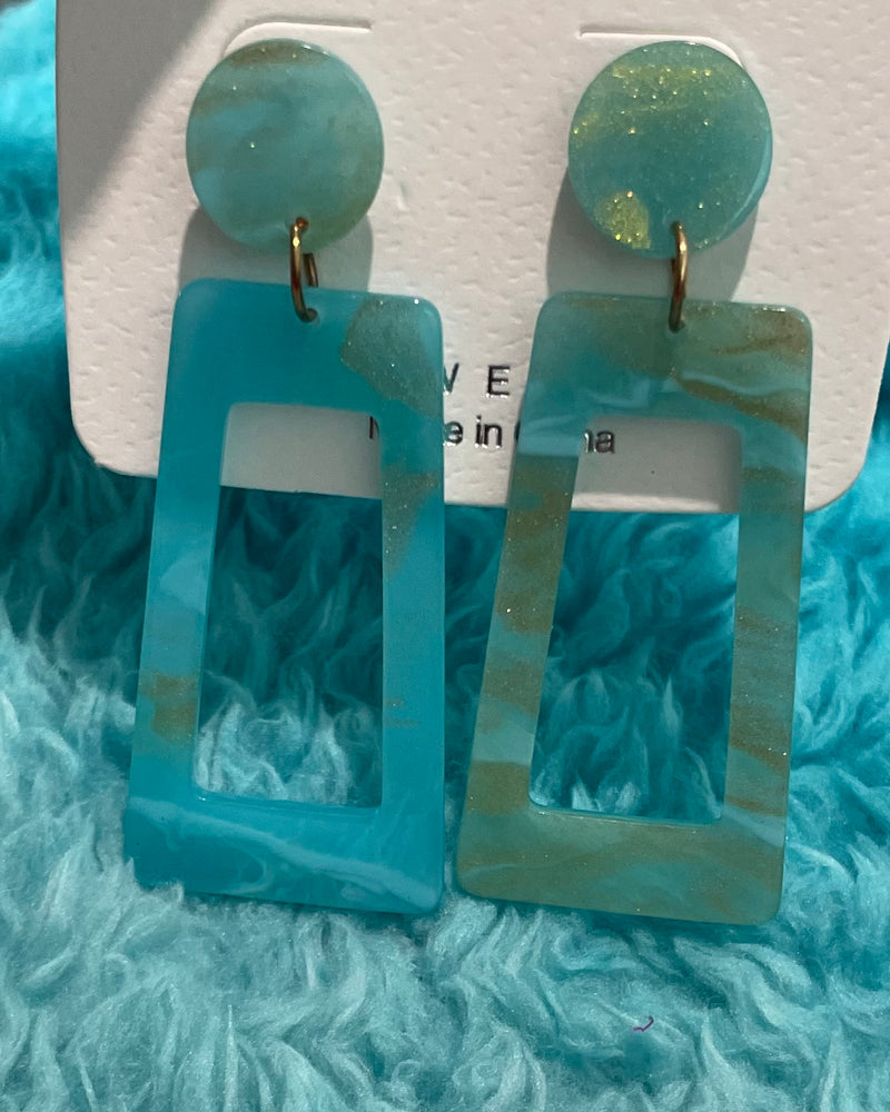 Acrylic Dangle Rectangle Shape Earrings