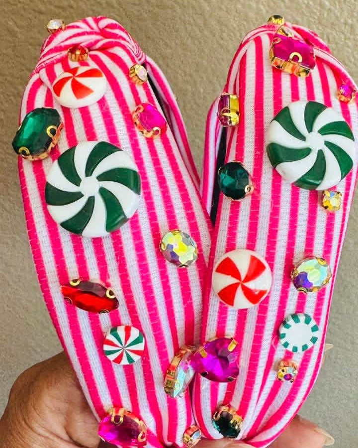 Christmas Jeweled Fabric Festive Headbands