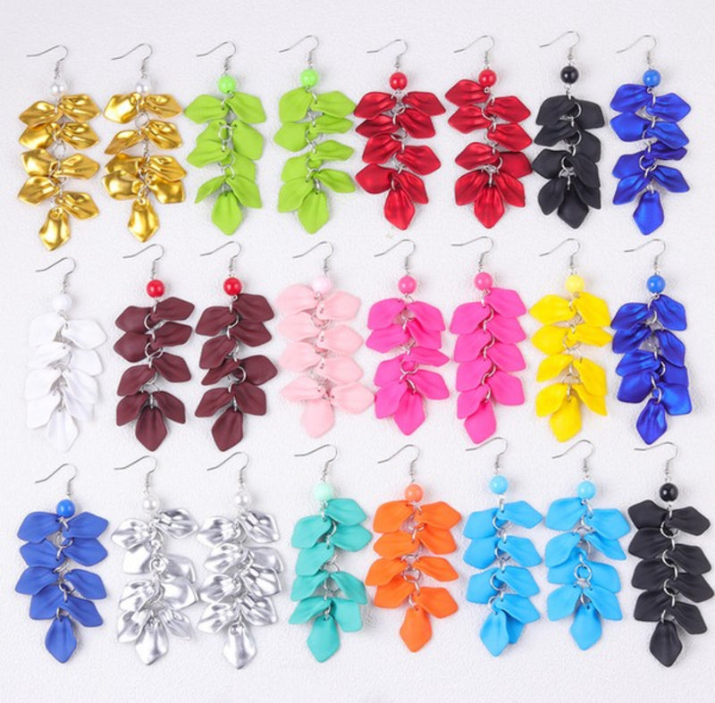 Multi Cluster Petal Dangle Earrings