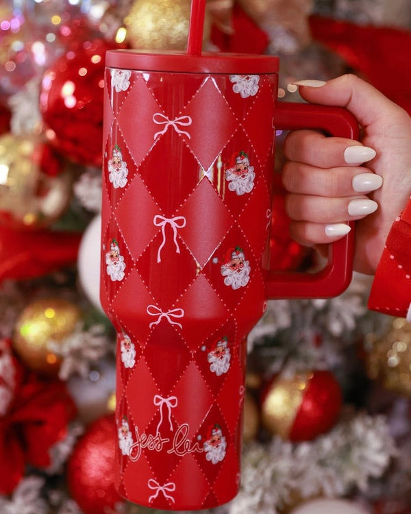 Red Santa Christmas Signature Bow 2 pc Pant Pajama Set