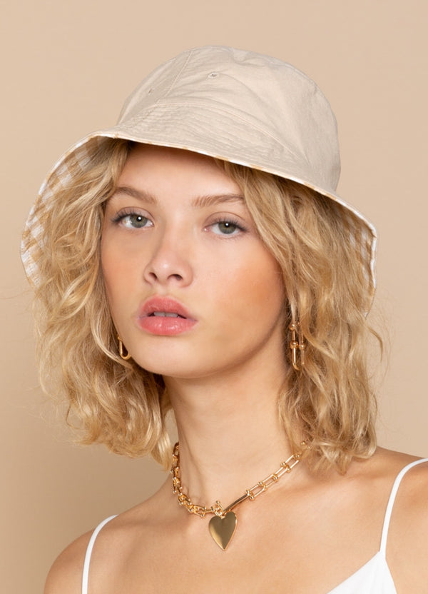 Khaki Checkered Sun Outdoor Garden Beach Hat