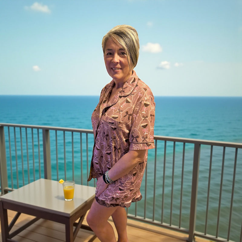 Brown Espresso Martini 2 Pc Pajama PJ Short Set