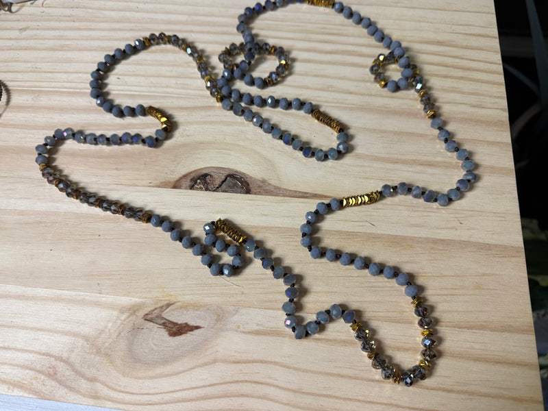 Extra Long Multi Beaded Double Layer Strand Necklace