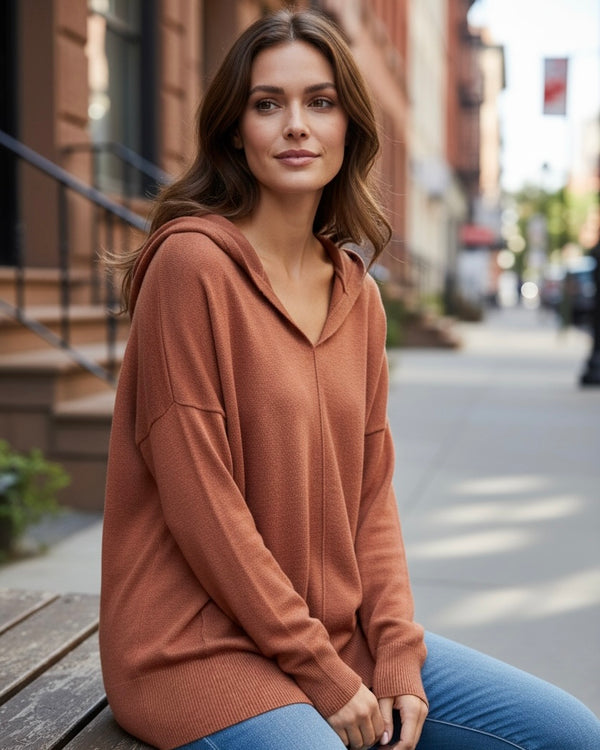 Rust Lightweight Butter Soft Long Sleeve Hoodie Sweater Top