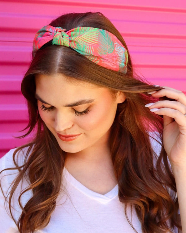 Black Multi Floral or Pink & Green Tropical Knot Headbands