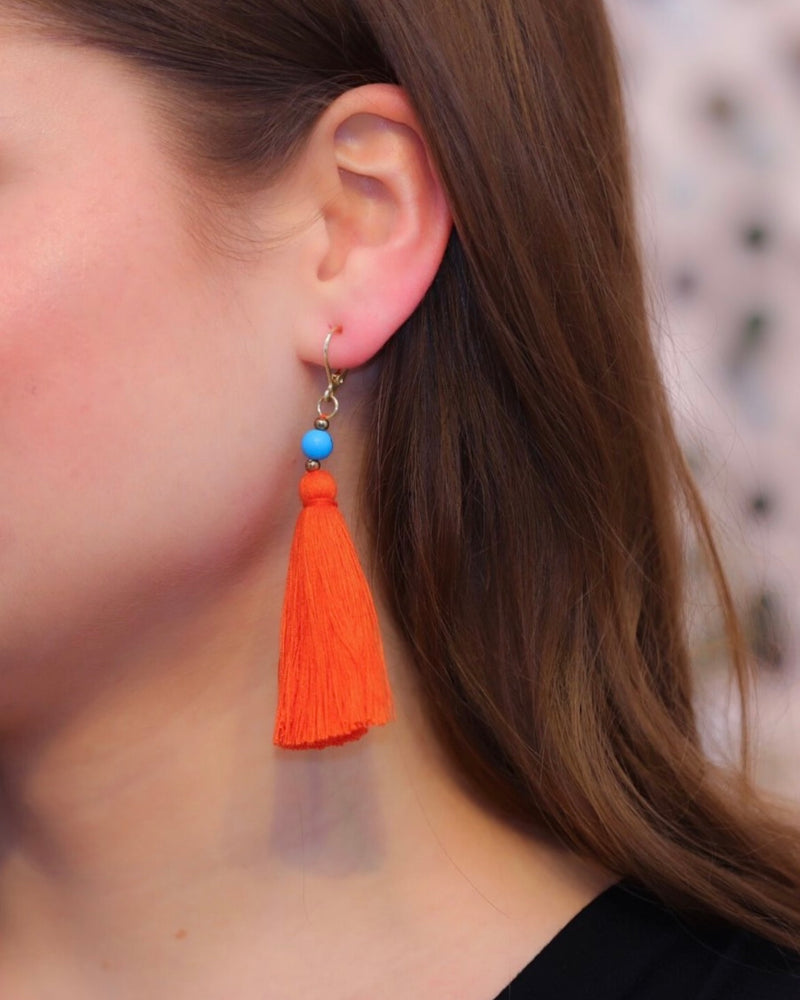 Pink, Orange or Multi Summertime Sun Tassel Earrings