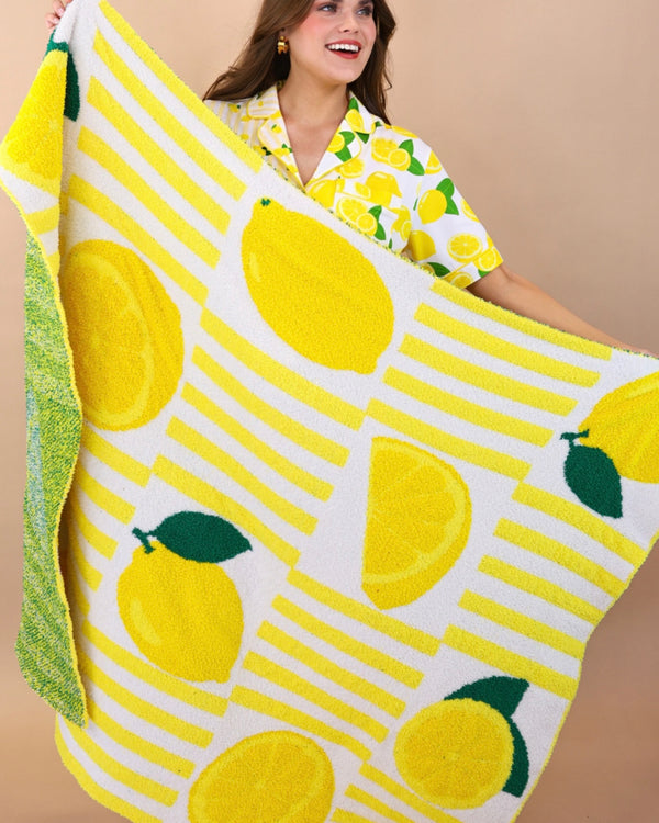 Plush Cozy Blankets - Yellow Lemon or Red Cherry Bomb