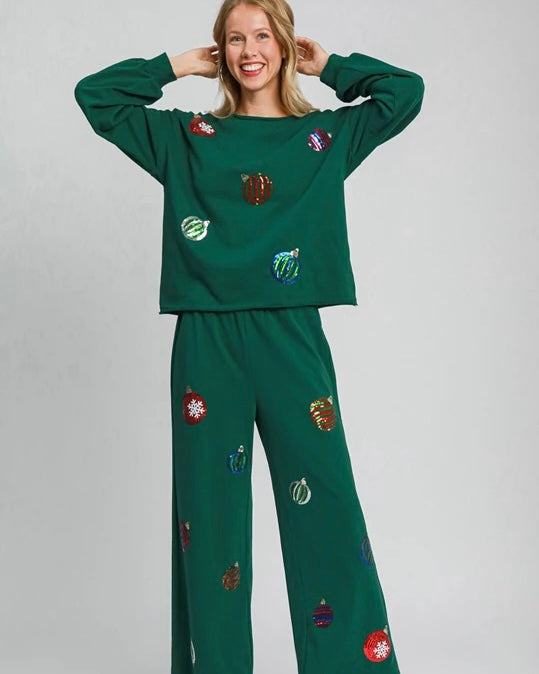 Cmas Christmas Terry Pant and Sweatshirt 2 Piece Sets