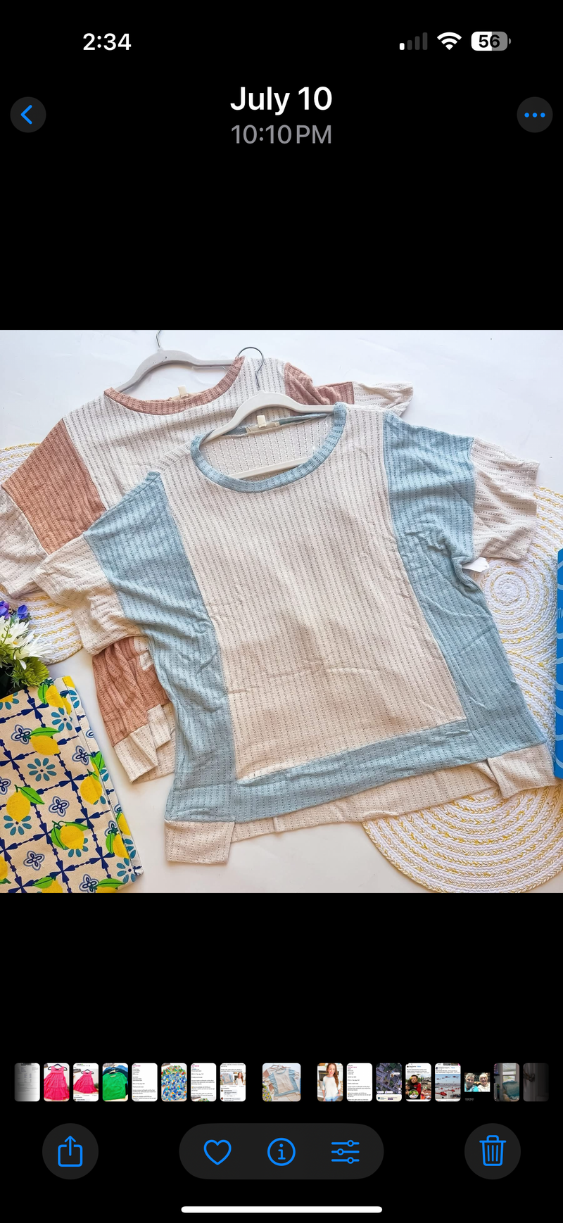 Cream & Tan Color Block Fleece Ribbed Light Knit 3/4 Sleeve Top