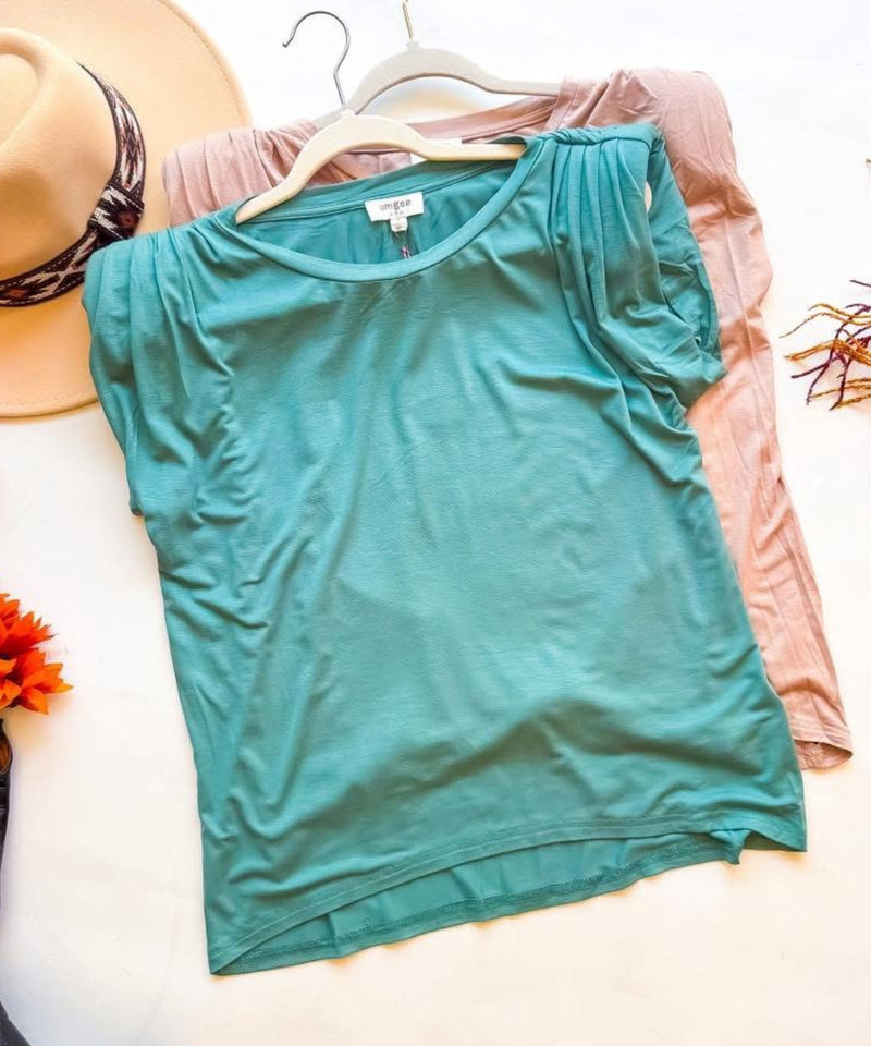 Green or Khaki  Pleated Sleeveless Jersey Top