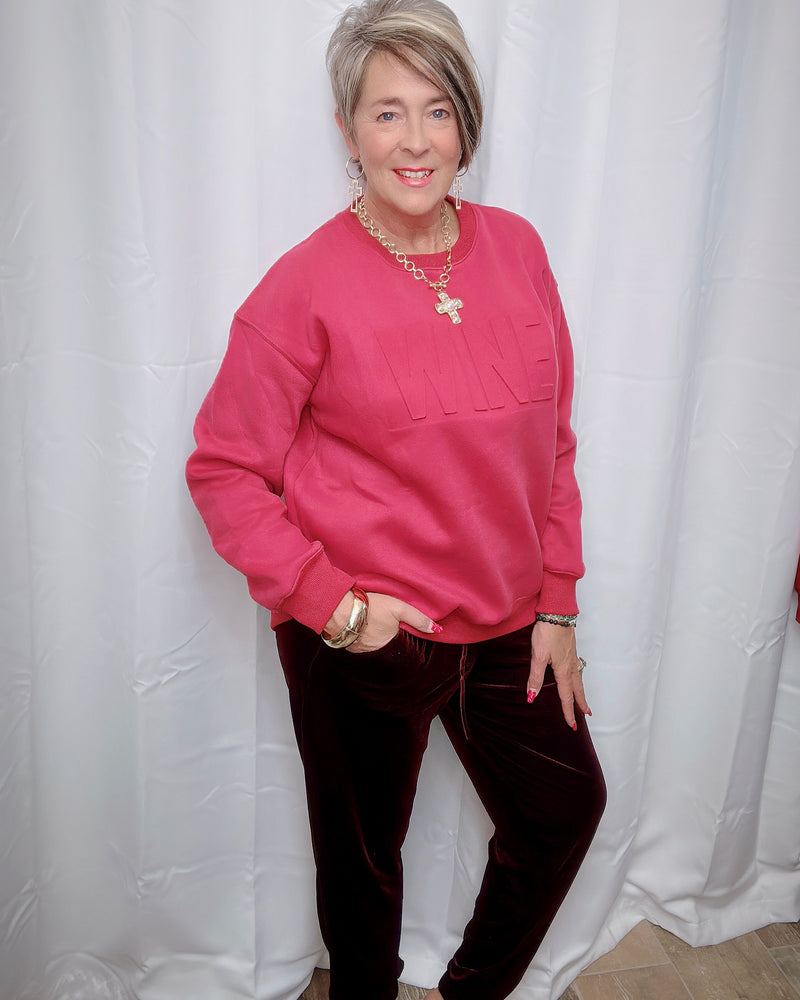Burgundy “Wine” Embossed Long Sleeve Sweatshirt