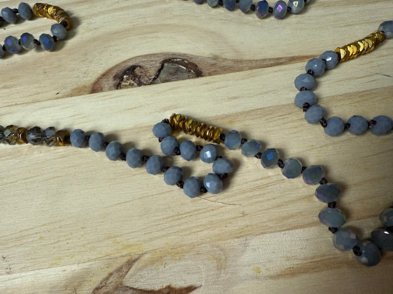 Extra Long Multi Beaded Double Layer Strand Necklace