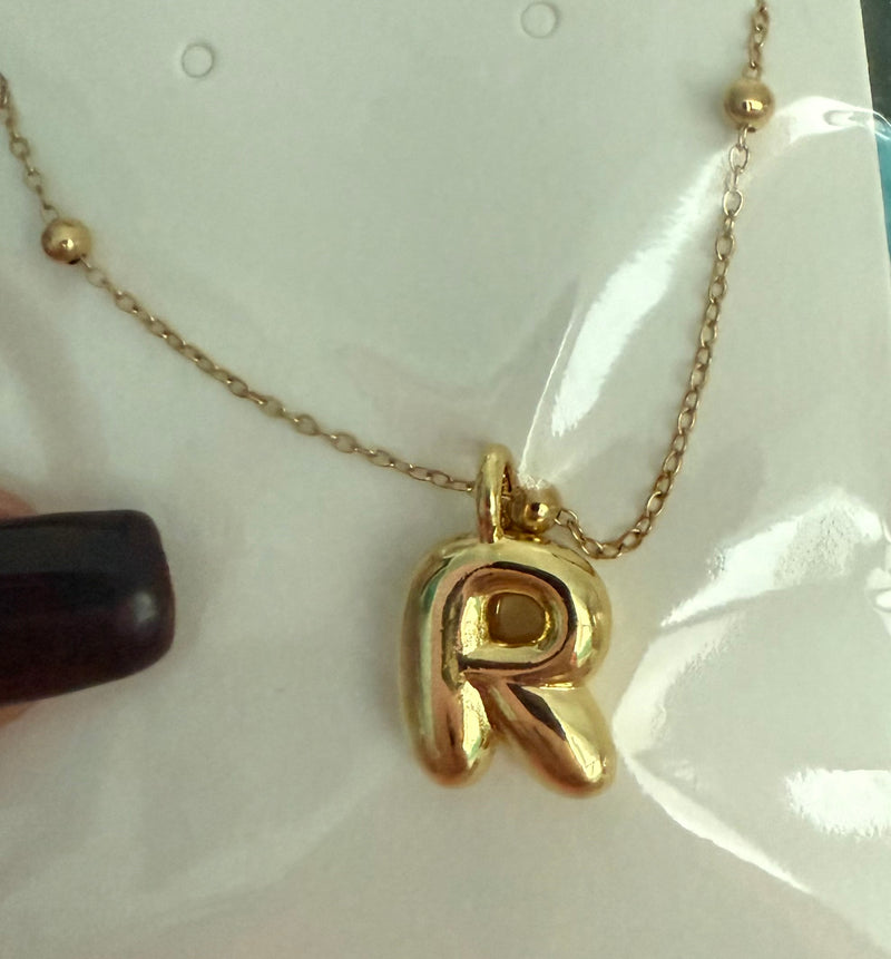 Gold Plated Bubble Initial Necklace