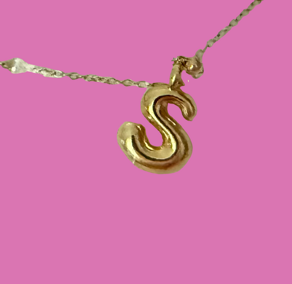 Gold Plated Bubble Initial Necklace