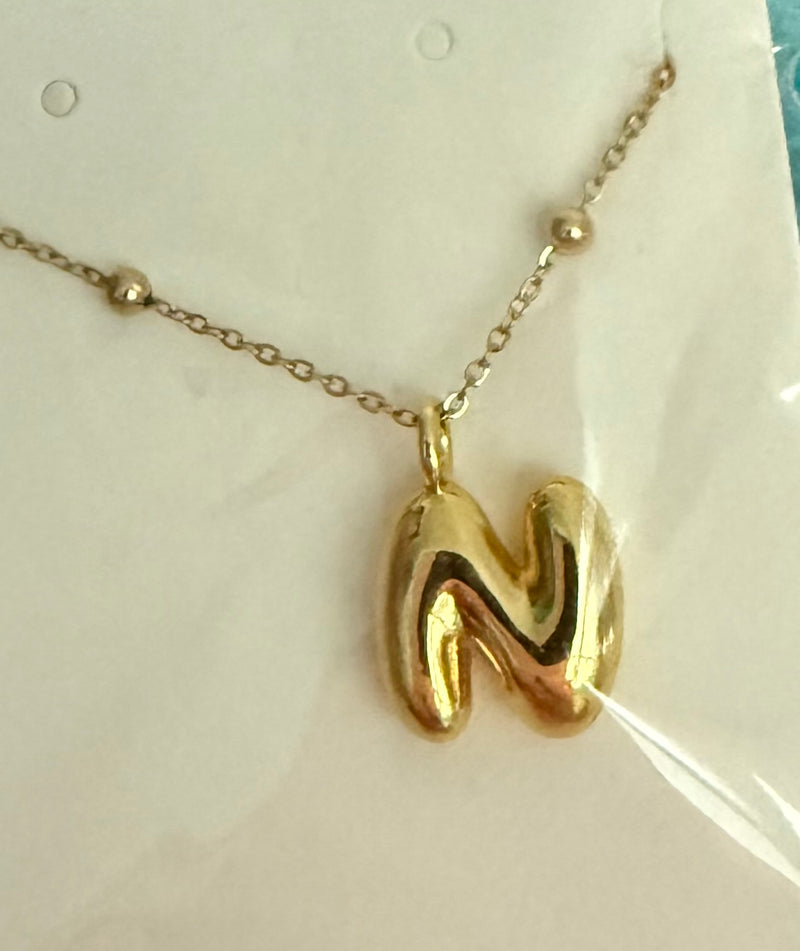 Gold Plated Bubble Initial Necklace