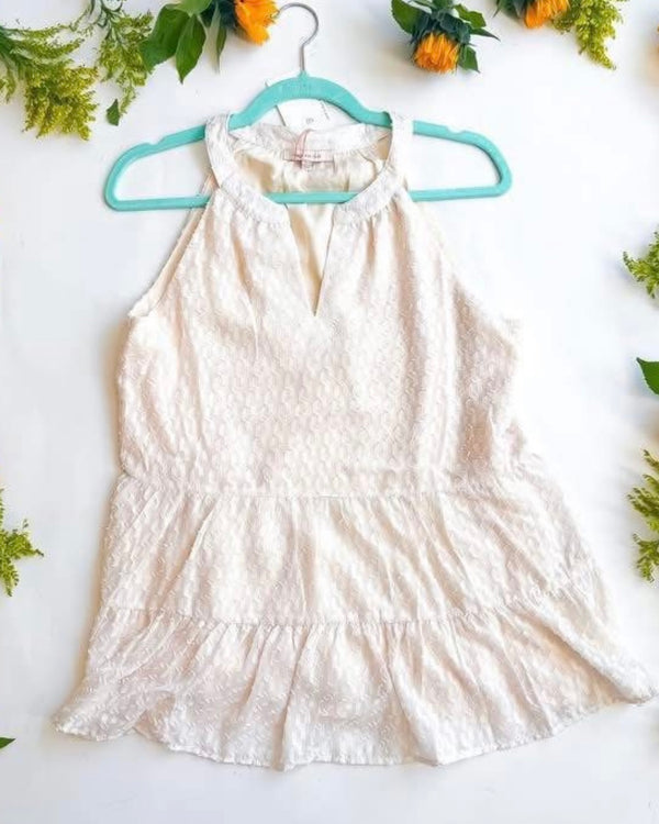 Off White Halter Sleeveless Tank Top