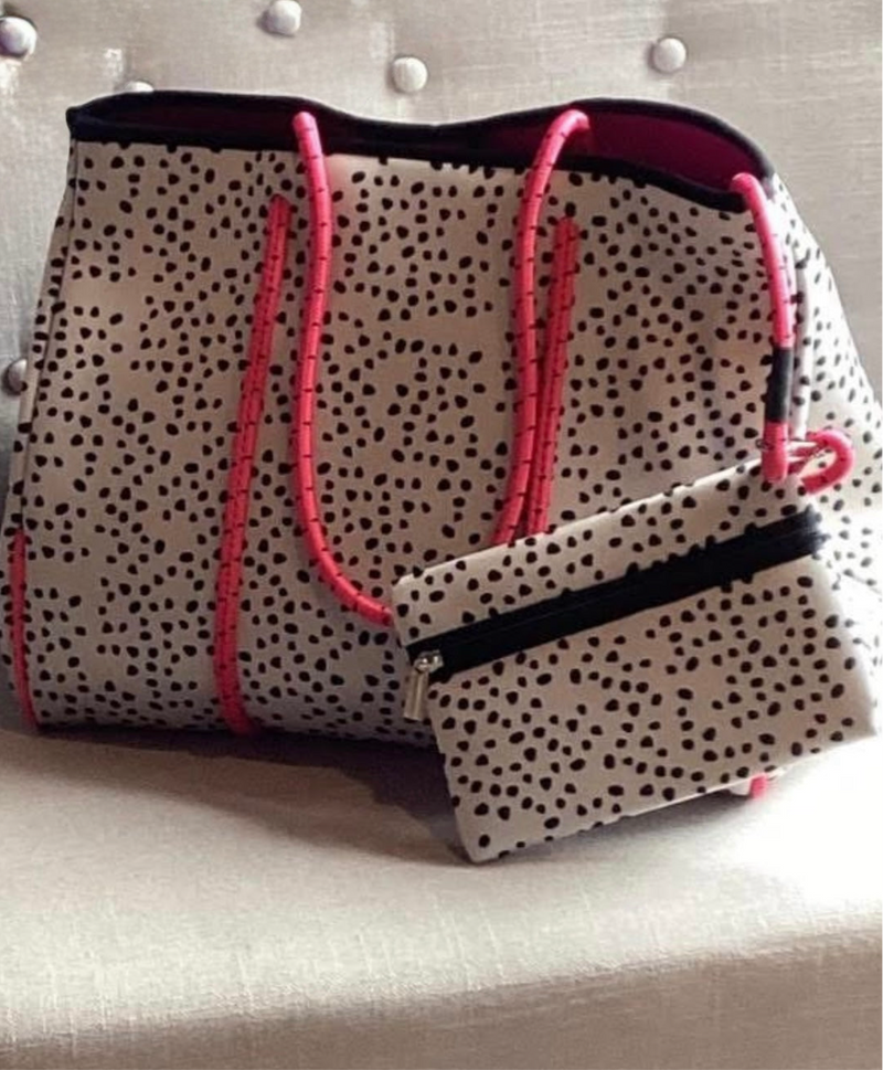 White, Tan, Blue, Pink or Multi Leopard Neoprene Beach Computer Bag with Wallet