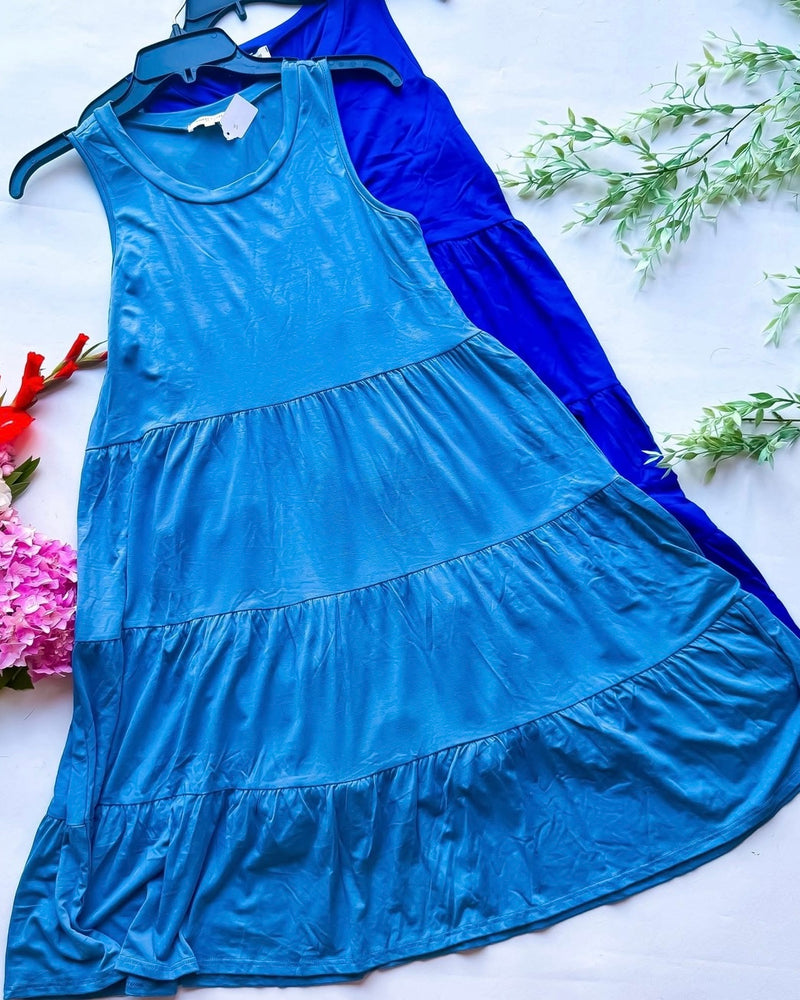 Tiered Sleeveless T-Shirt Knee Tank Dress