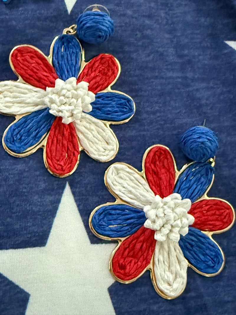 RWB Flower Patriotic Earrings