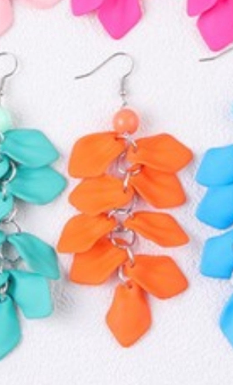 Multi Cluster Petal Dangle Earrings
