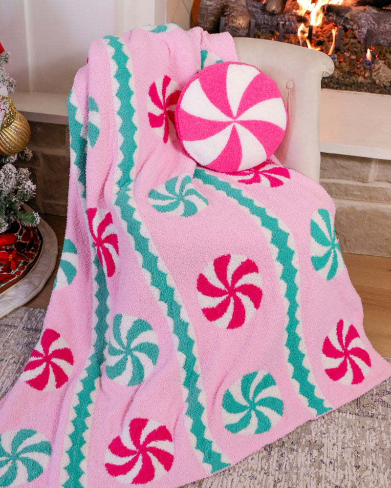 Pink Candy Cane Sequin Sleeve Pullover Sweatshirt Top