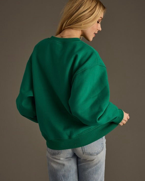 Green "Margarita Weather" Long Sleeve Pullover Sweatshirt