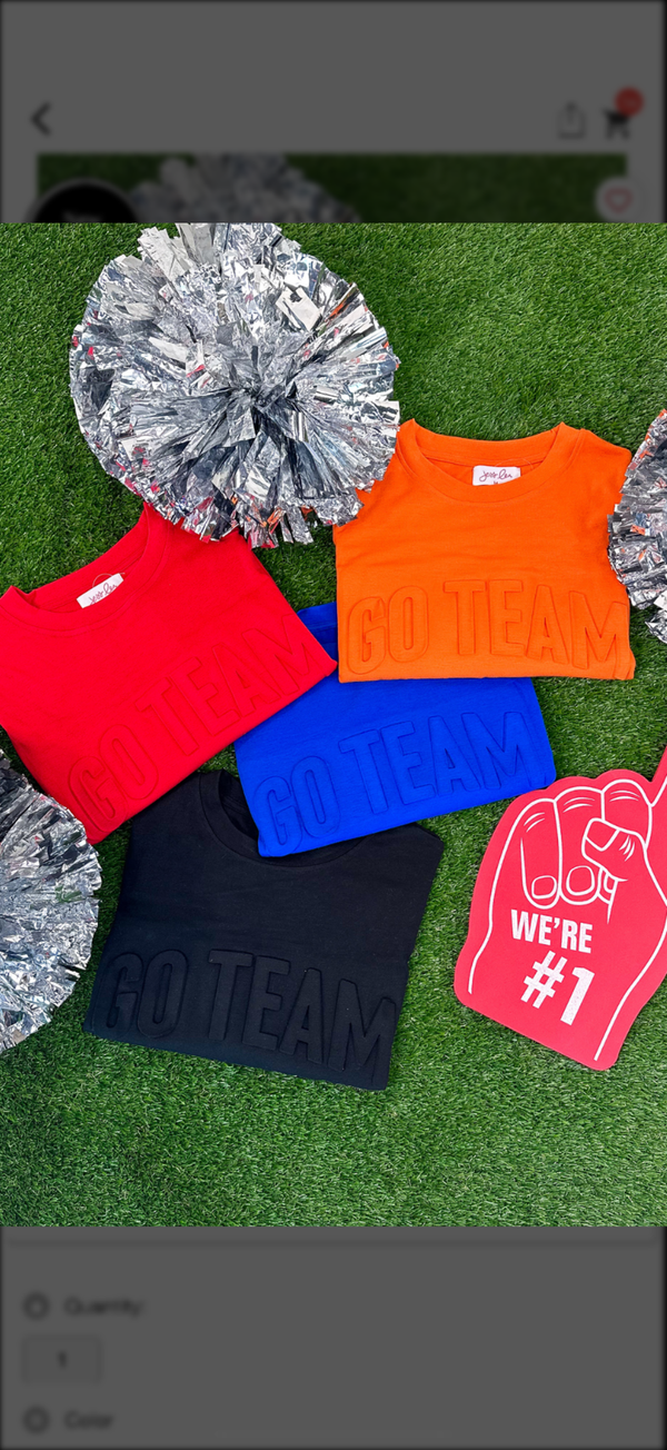 Orange or Black Embossed "Go Team" Gameday Long Sleeve Top