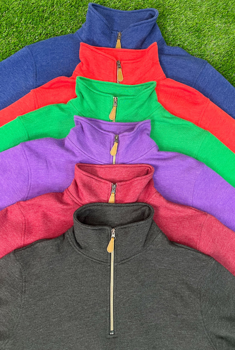 Red, Purple or Burgandy Solid Miley Quarter Zip Long Sleeve Pullover Basic Top
