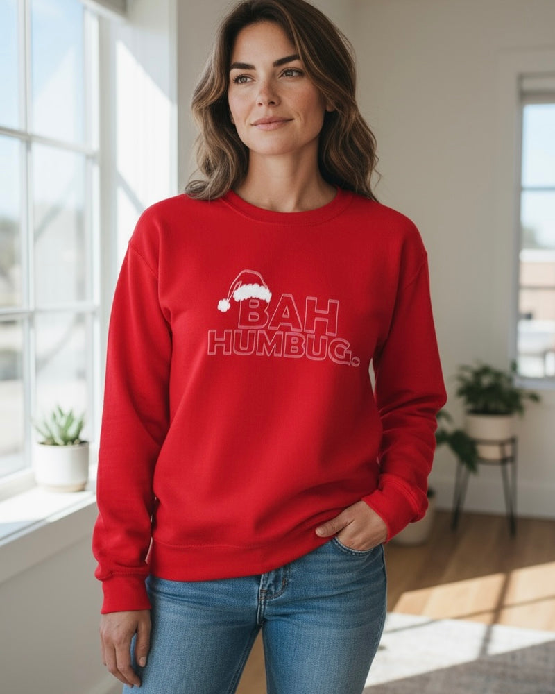 Red "Ba Humbug" Christmas Holiday Long Sleeve Sweatshirt