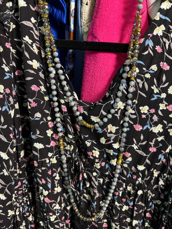 Extra Long Multi Beaded Double Layer Strand Necklace