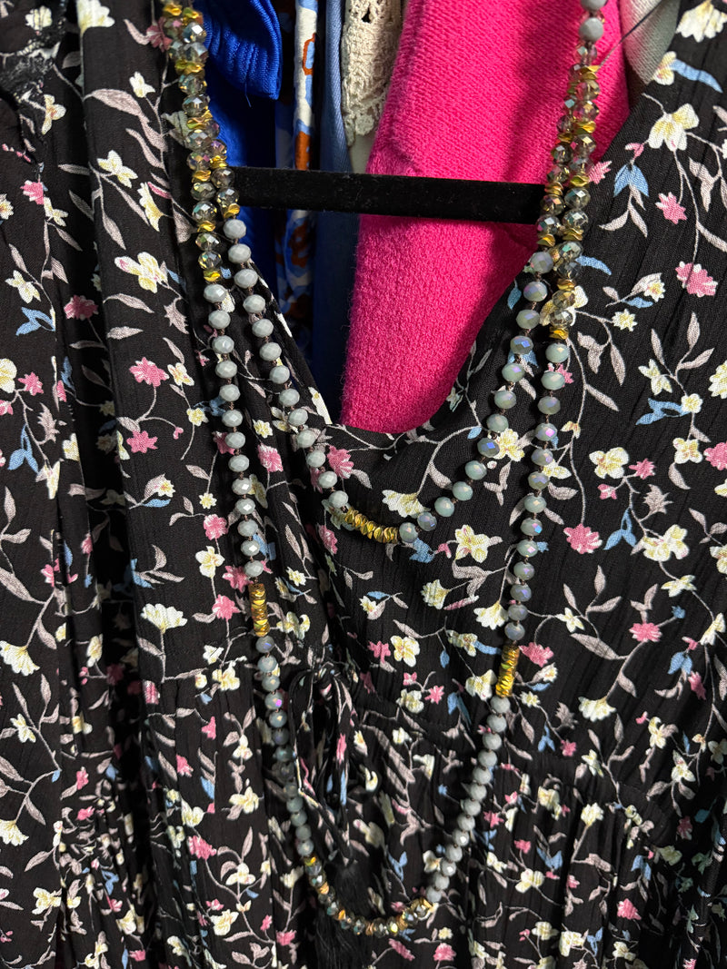 Extra Long Multi Beaded Double Layer Strand Necklace