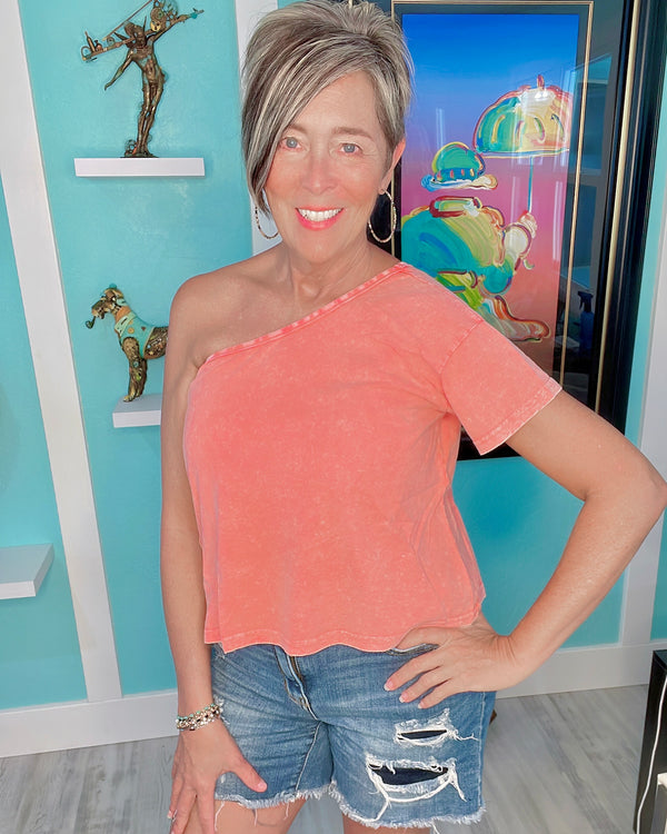 Mustard Yellow One Shoulder T-Shirt Top