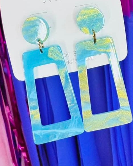 Acrylic Dangle Rectangle Shape Earrings