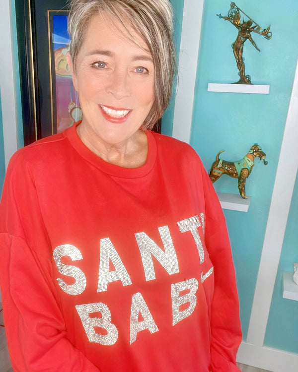 Red "Santa Baby" Rhinestone Sequin Long Sleeve Sweatshirt