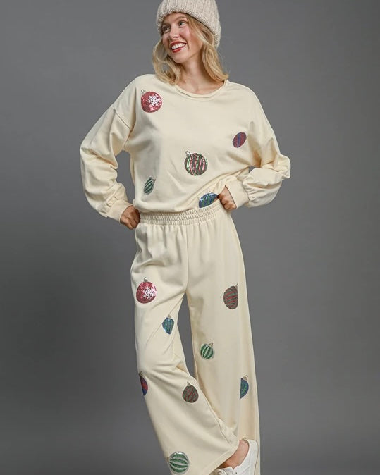 Cmas Christmas Terry Pant and Sweatshirt 2 Piece Sets