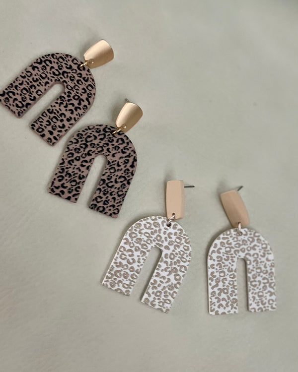 U Shape Animal Print Drop Stud Earrings