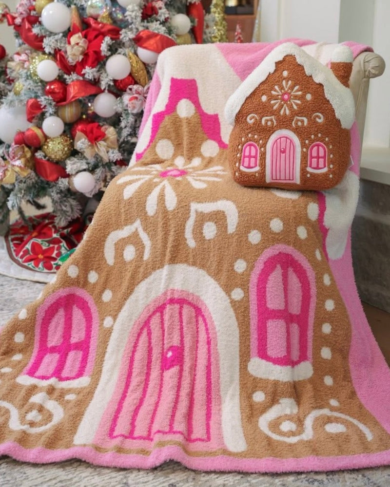 Gingerbread Wonderland White & Pink Christmas Holiday 2 Pc Pajama Short Set