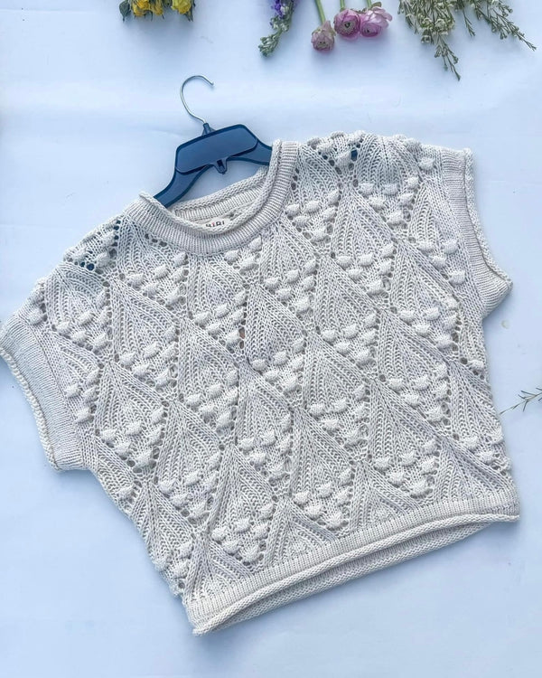 Off White Cream Cable Knit Sleeveless Sweater Top