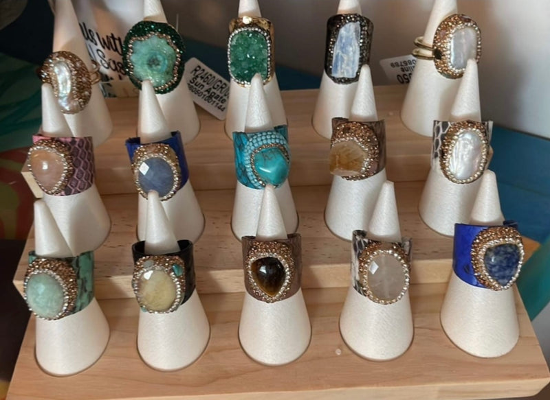 Beautiful Druzy, Ag It and Mixed Stone Adjustable Rings